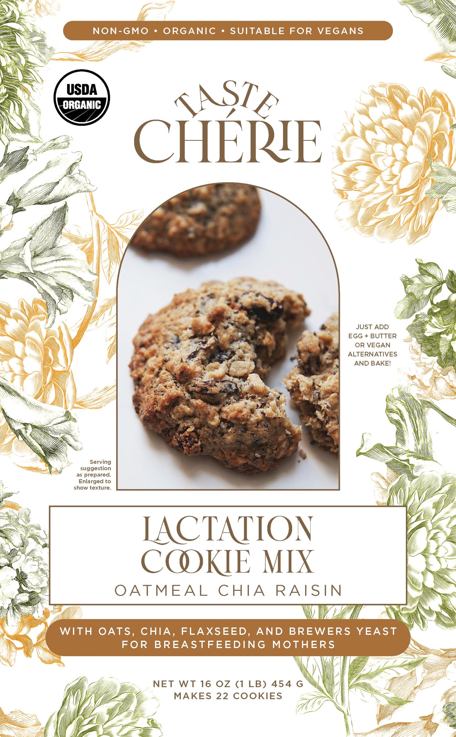 Organic Oatmeal Chia Raisin | Taste Chérie | Lactation Cookie Mix