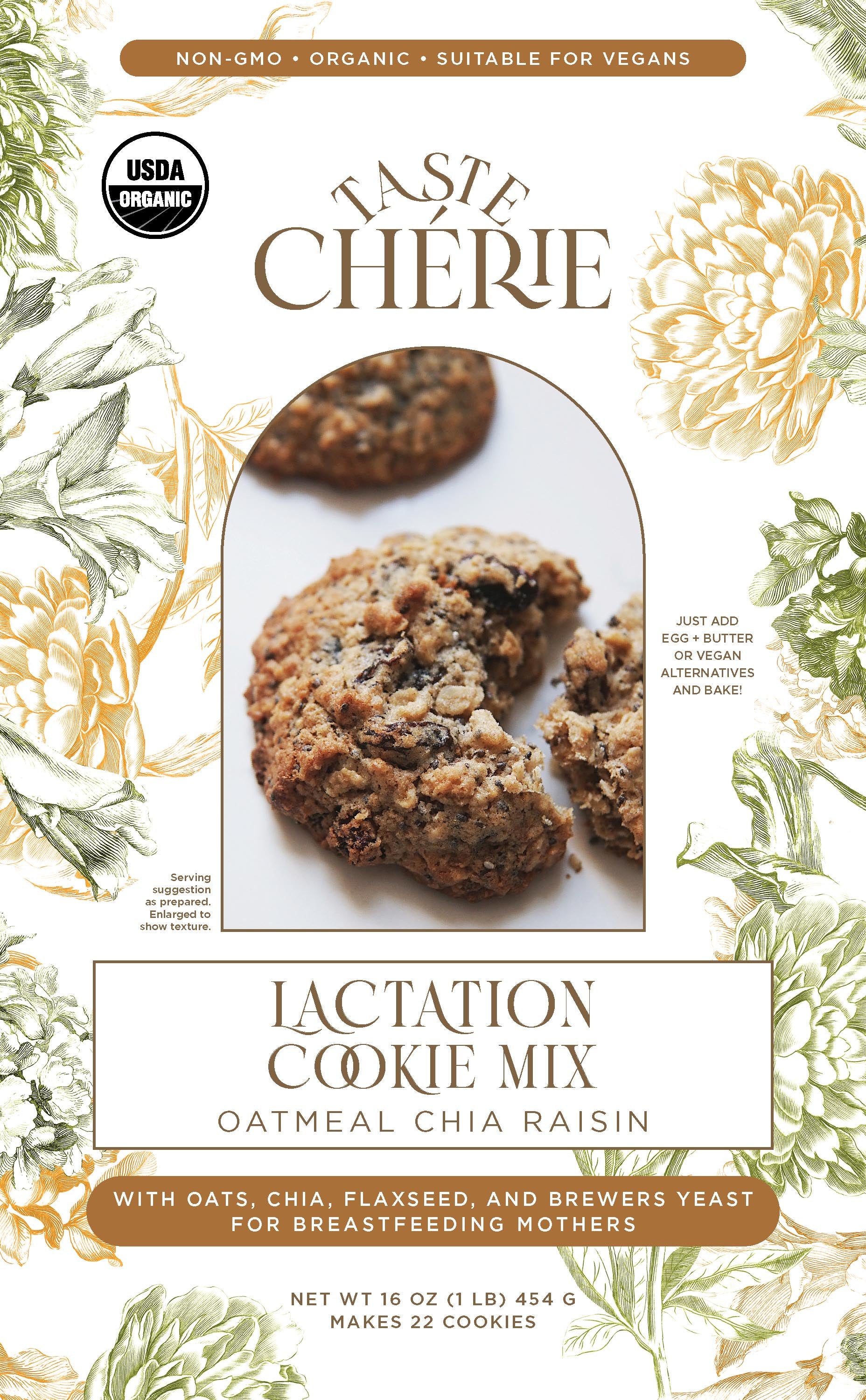 Organic Oatmeal Chia Raisin | Taste Chérie | Lactation Cookie Mix